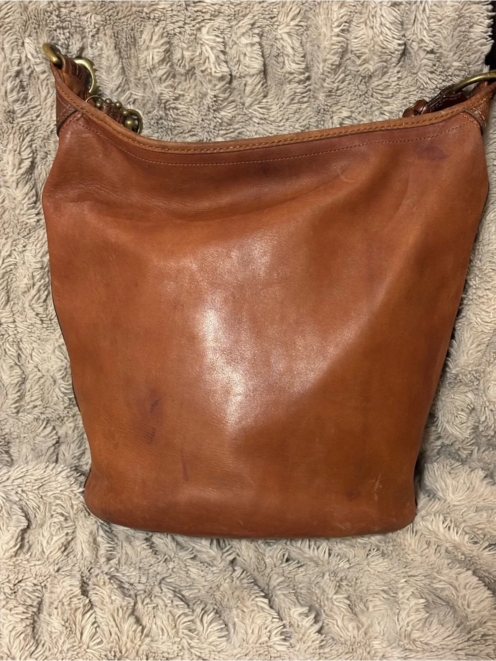 Vintage 2007 Coach Bleecker Tattersall Large Leather Duffle Bucket Bag 11423